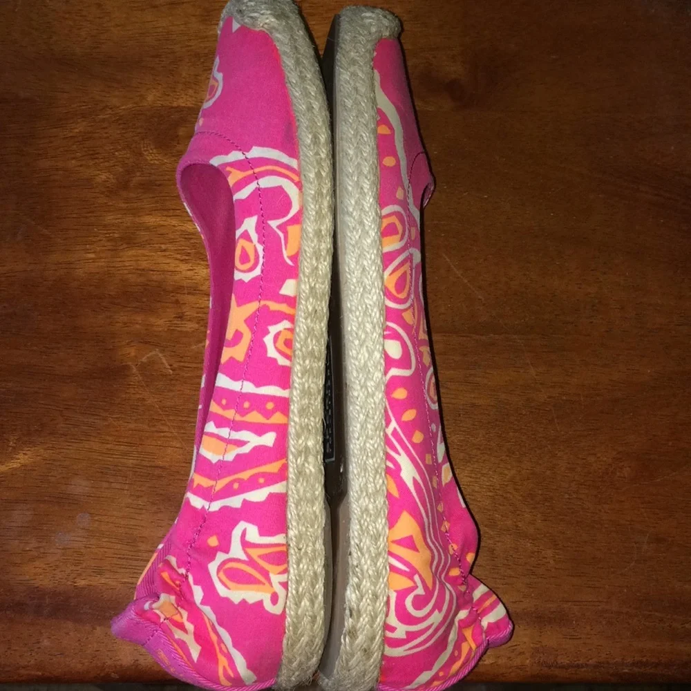 Sperry size 6.5 pink orange and beige espadrilles